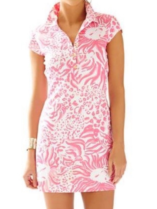 Lilly Pulitzer Dresses & Skirts - Lilly Pulitzer Pink White Rayna Cut Out Back Polo Mini Dress Capped Sleeve Sz XS